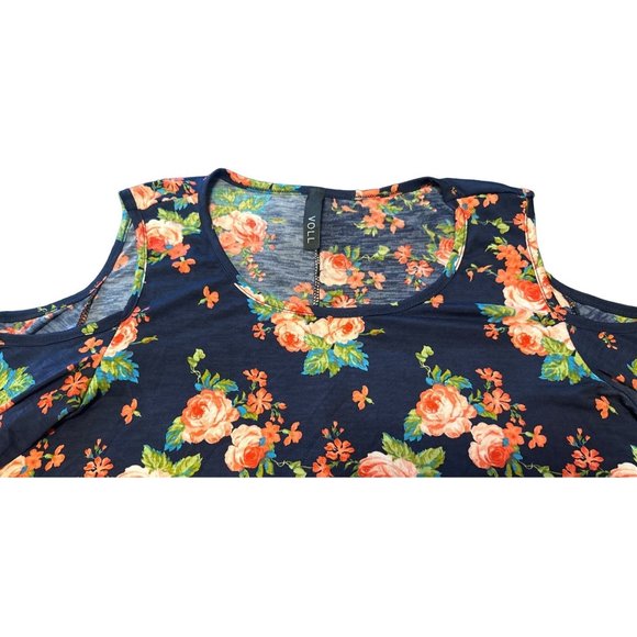 Shift Floral Dress by VOLL w/Cold Shoulder Sleeve Women Size M Rayon Blend - Picture 4 of 11